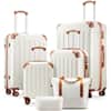 Front. LUGGEX - Luggage Sets 6 Piece Hardside Suitcase with Wheels, TSA Approved,Tote Bag, White Brown - White.