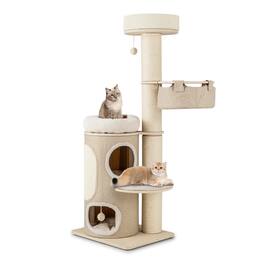 Gymax - 61'' Cat Tree for Indoor Cats w/ 2-stoery Condo Top Perch Sisal Scratching Posts