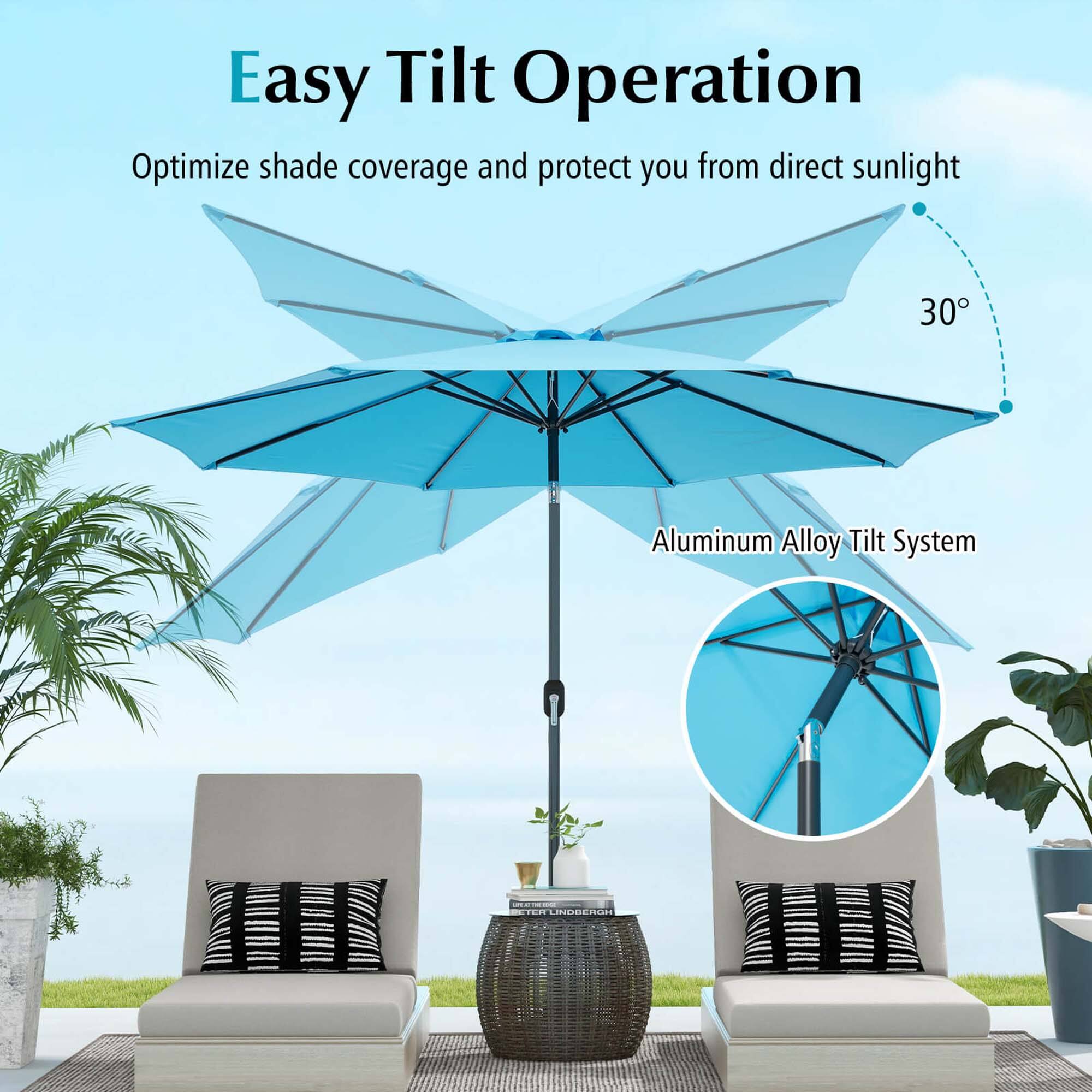 Easy Tilt Operation Optimize shade coverage and protect you from direct sunlight 30 Aluminum Alloy Tilt System.