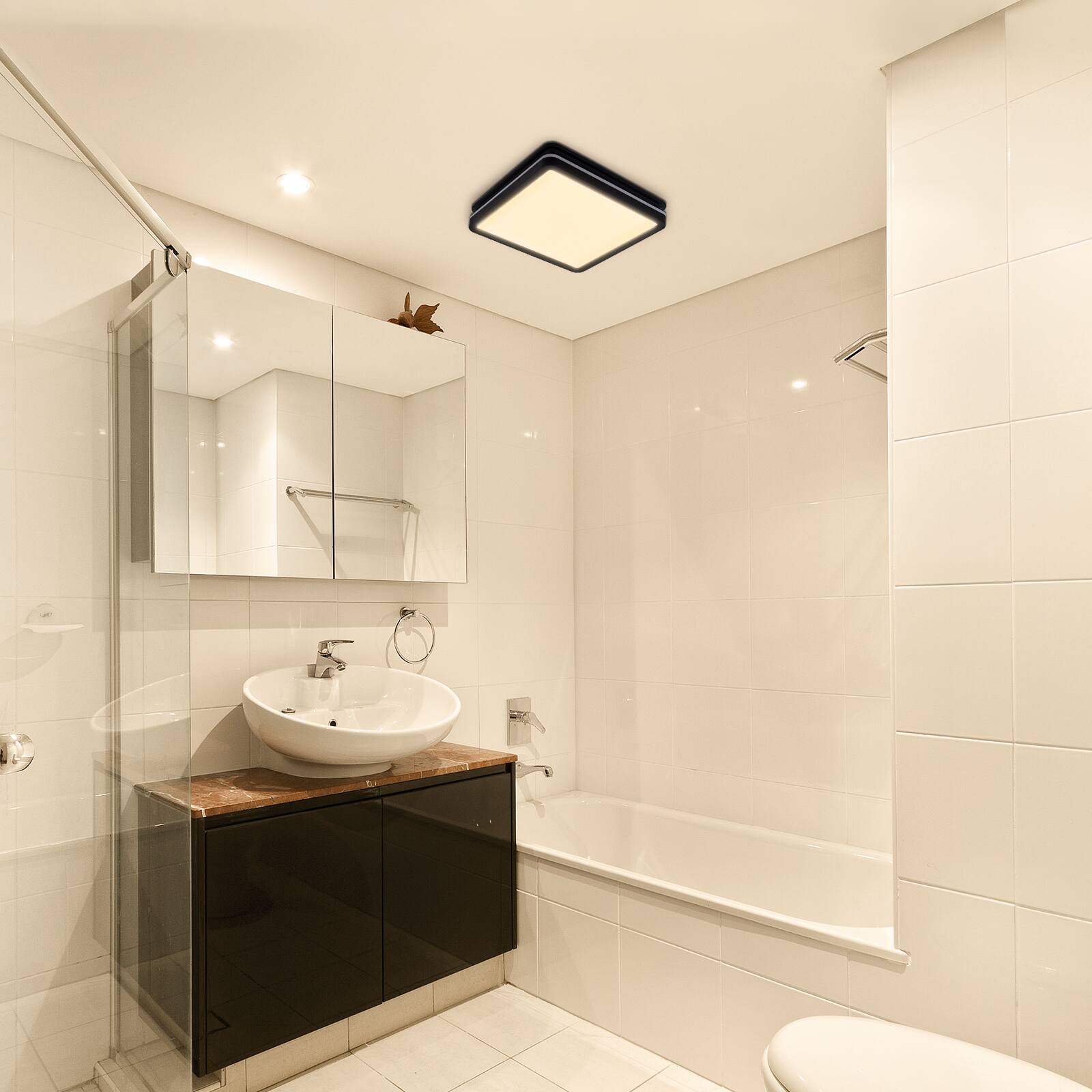 Alt View 6. Akicon - Bathroom Exhaust Fan with Light, Dimmable 3CCT LED Light with Night Light, 80 CFM, 2 Sones, Square, Black - Black.