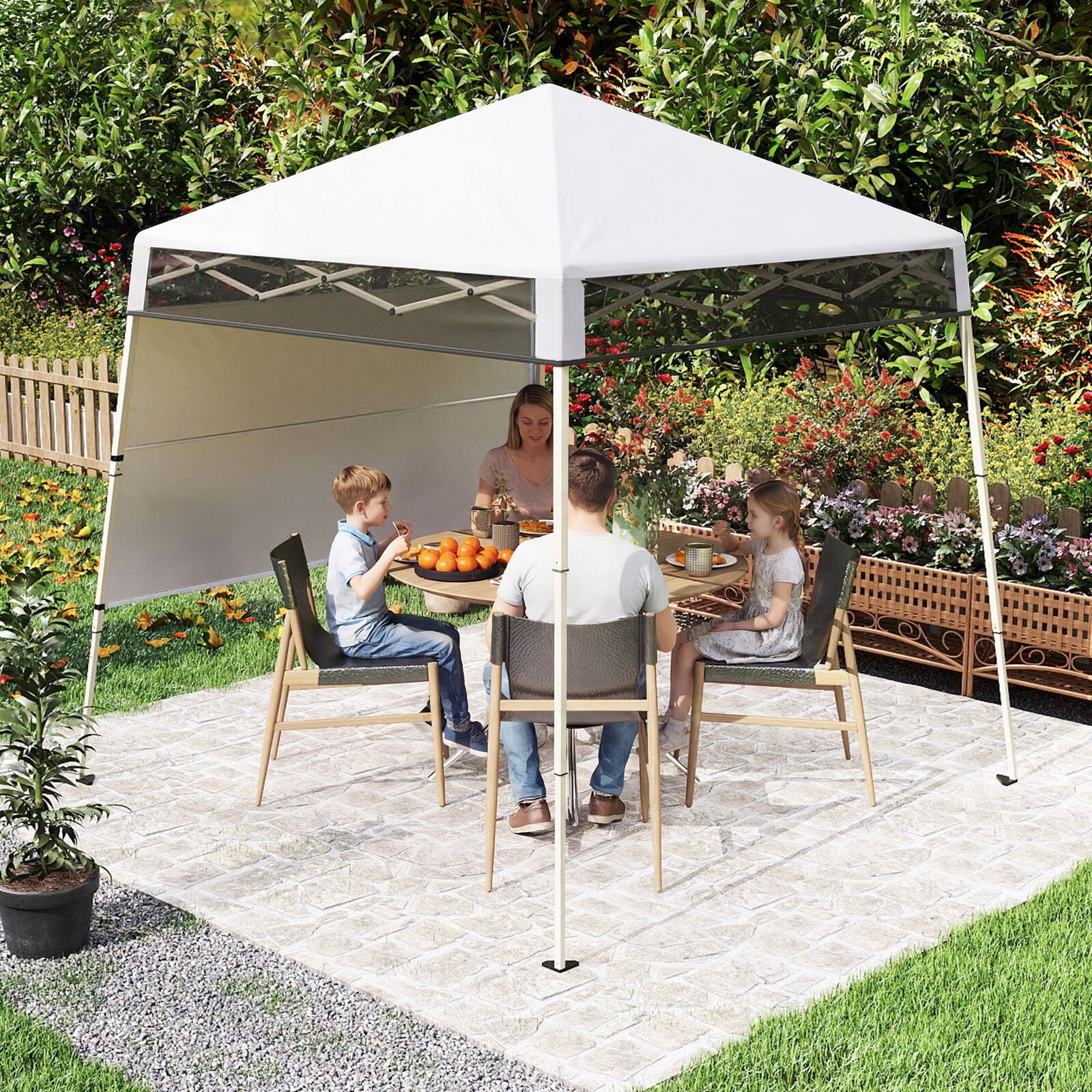 Alt View 3. Gymax - Gymax 7 x 7 FT Pop-Up Canopy TentOutdoor Sun Shelter w/ 1 Push Center Lock  Picnic White - White.