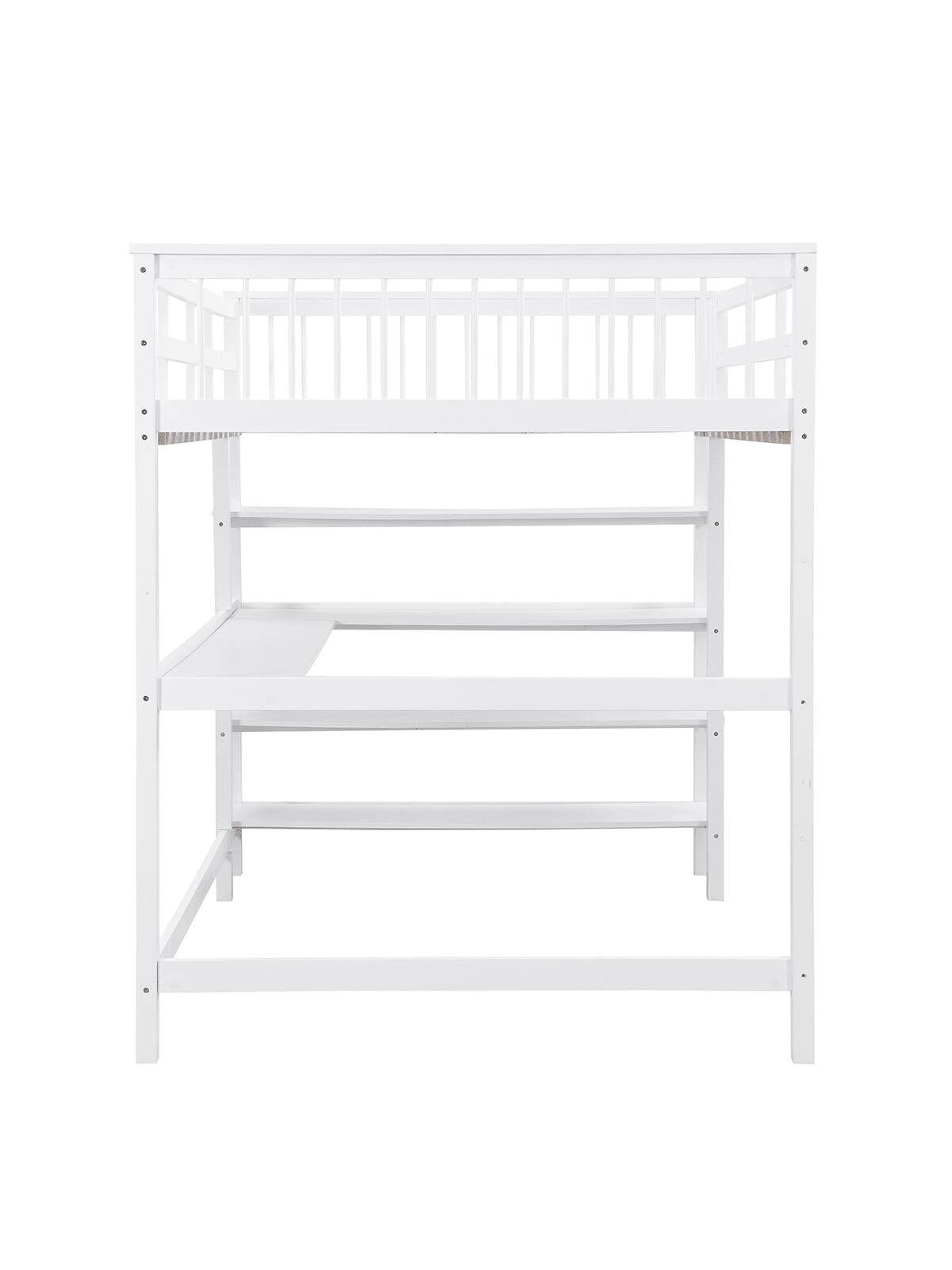 Alt View 1. Trinkets Crazed - Twin Loft Bed With Desk And 4-Layer Shelves, Loft Bed Twin Size With Under Desk And Bookcase Storage - White.