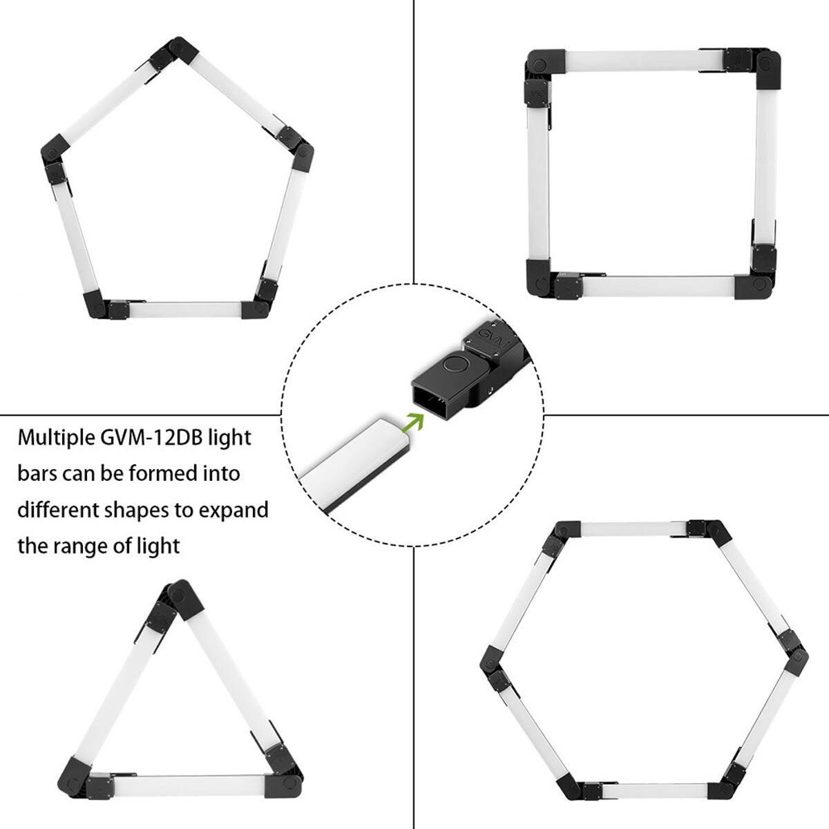 Multiple GVM-12DB light bars can be formed into different shapes to expand the range of light