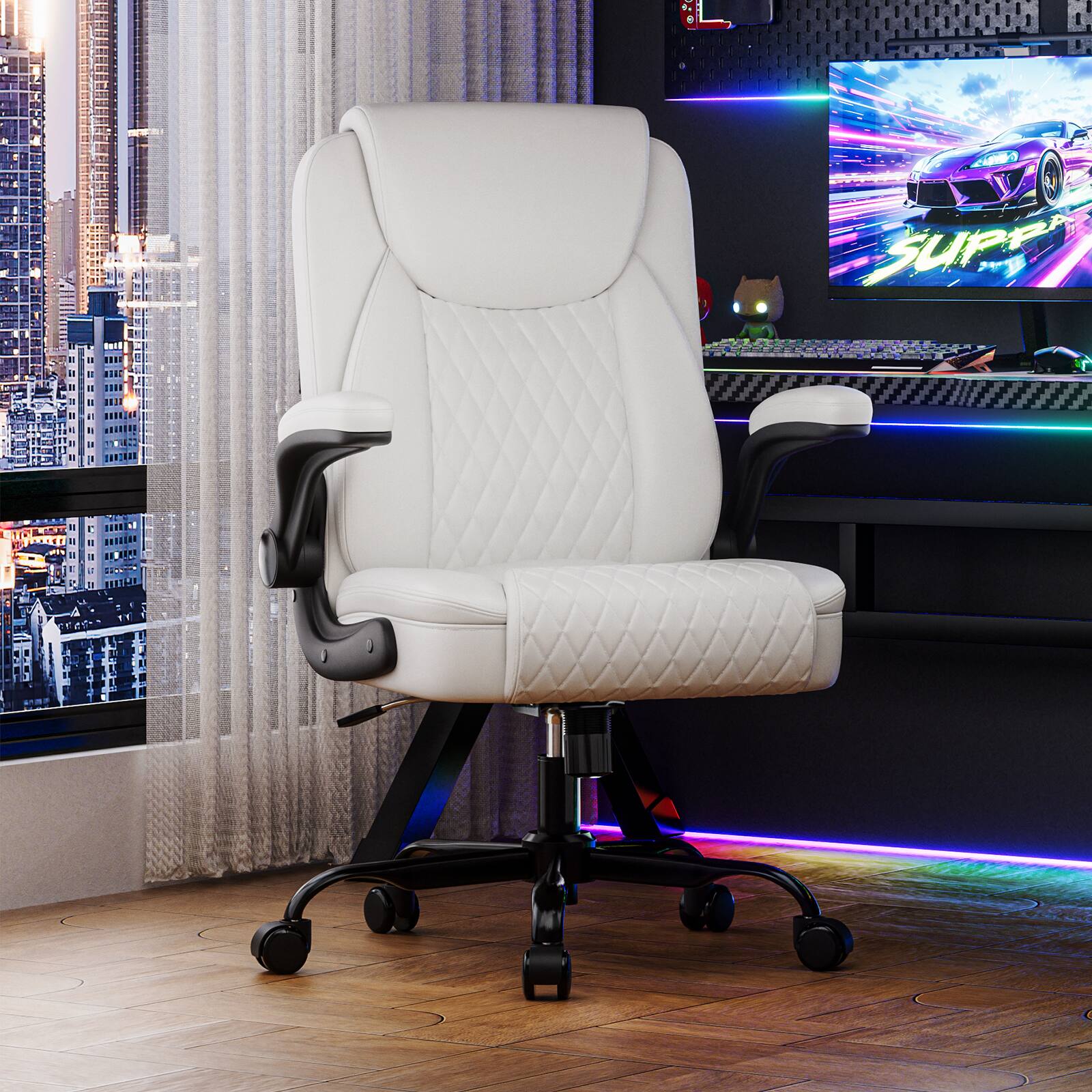 Alt View 7. CloudRest Pro - Ergonomic Office Chair Swivel Tilt Gaming Chair with Lumbar Support Computer Chair,White - White.