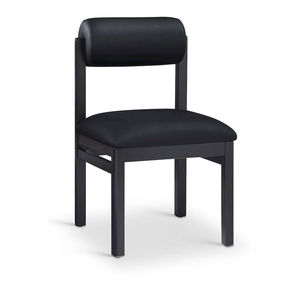 Alt View 1. Meridian Furniture - Roundhill Black Vegan Leather Upholstered Dining Chair, Set of 2 - Black.