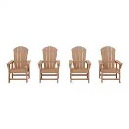 WestinTrends - Malibu Kids Outdoor Adirondack Plastic Patio Chair (Set of 4) - Teak