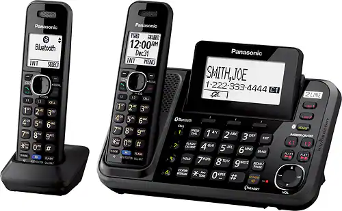 Angle. Panasonic - KX-TG9542B Link2Cell DECT 6.0 Expandable Cordless Phone with Digital Answering System - Black.