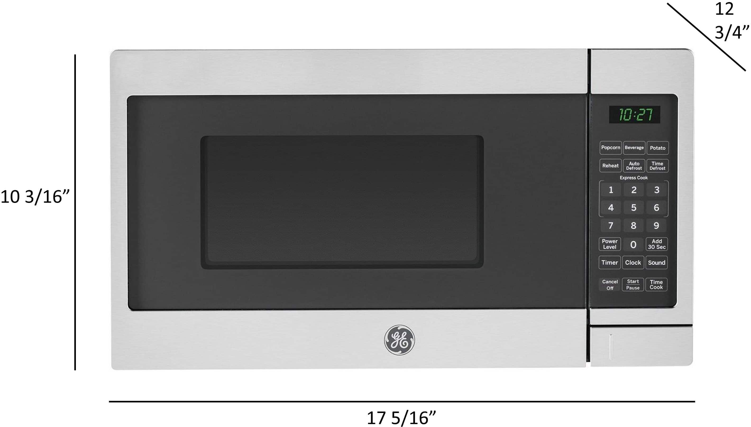 Angle. GE - 0.7 Cu. Ft. Compact Microwave - Stainless Steel.