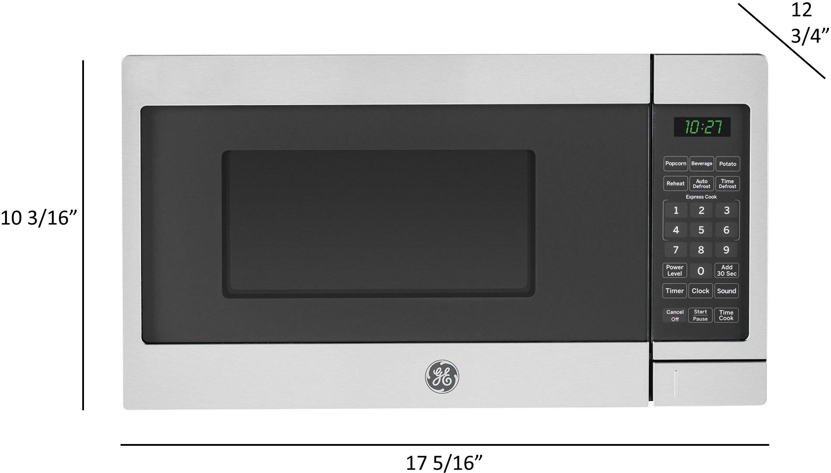 Angle. GE - 0.7 Cu. Ft. Compact Microwave - Stainless Steel.