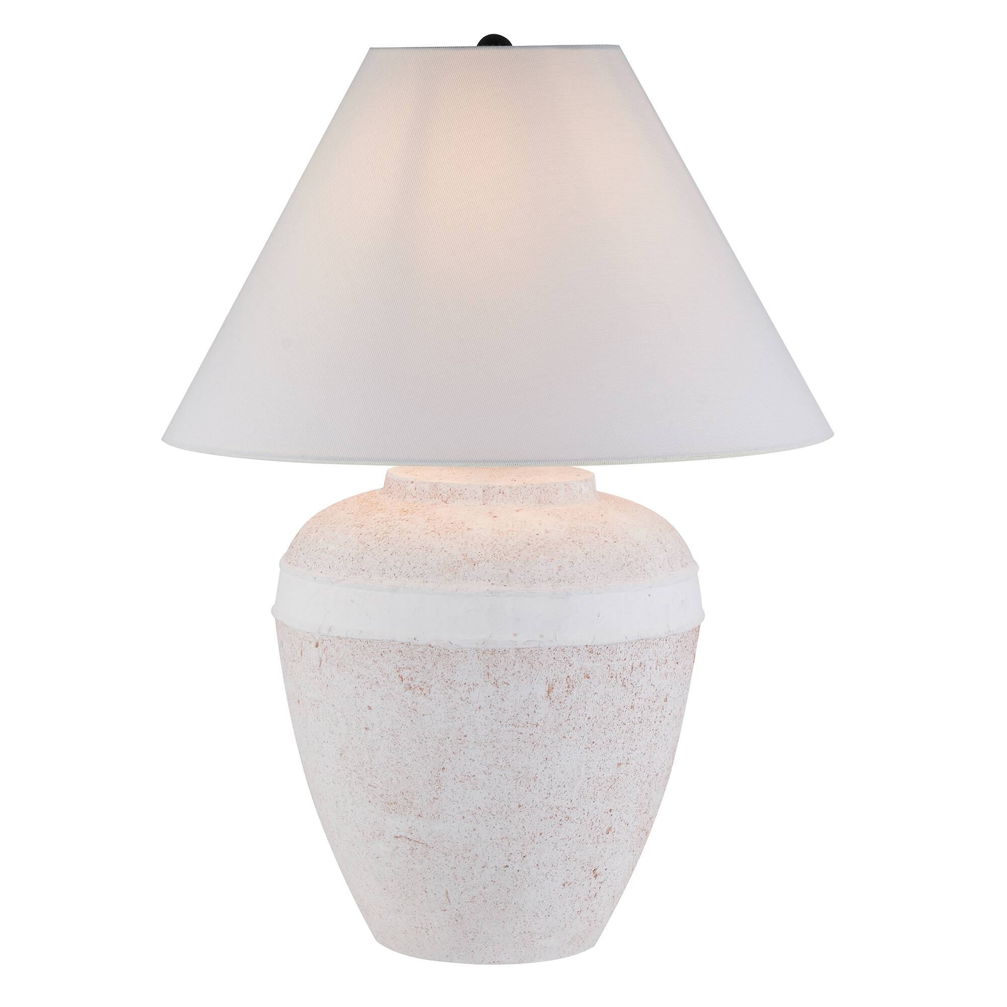 Alt View 5. Hudson&Canal - Chiara 23" Tall Ceramic Table Lamp with Fabric Shade in White Terracotta/White - White.
