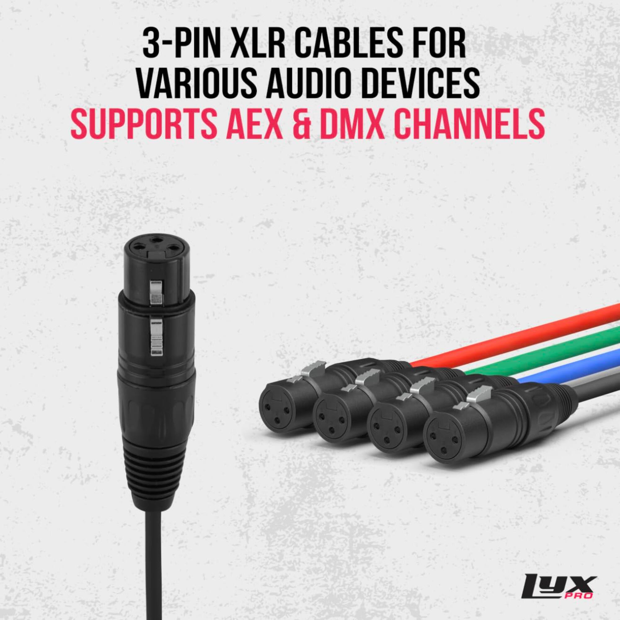 3-PIN XLR CABLES FOR VARIOUS AUDIO DEVICES SUPPORTS AEX & DMX CHANNELS LUX PRO