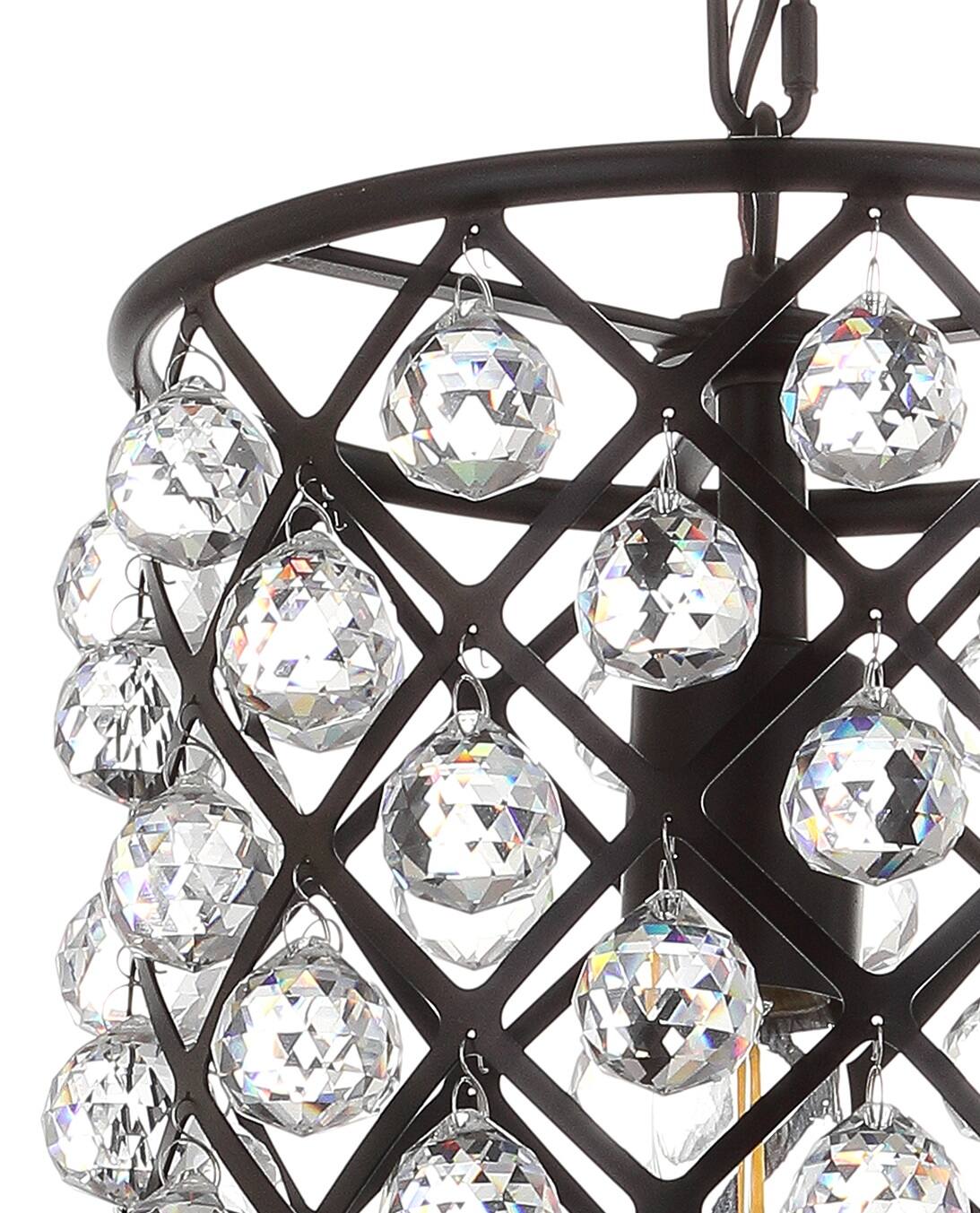Alt View 3. Jonathan Y - Gabrielle 10" Crystal/Metal LED Pendant, Oil Rubbed Bronze - Oil Rubbed Bronze.