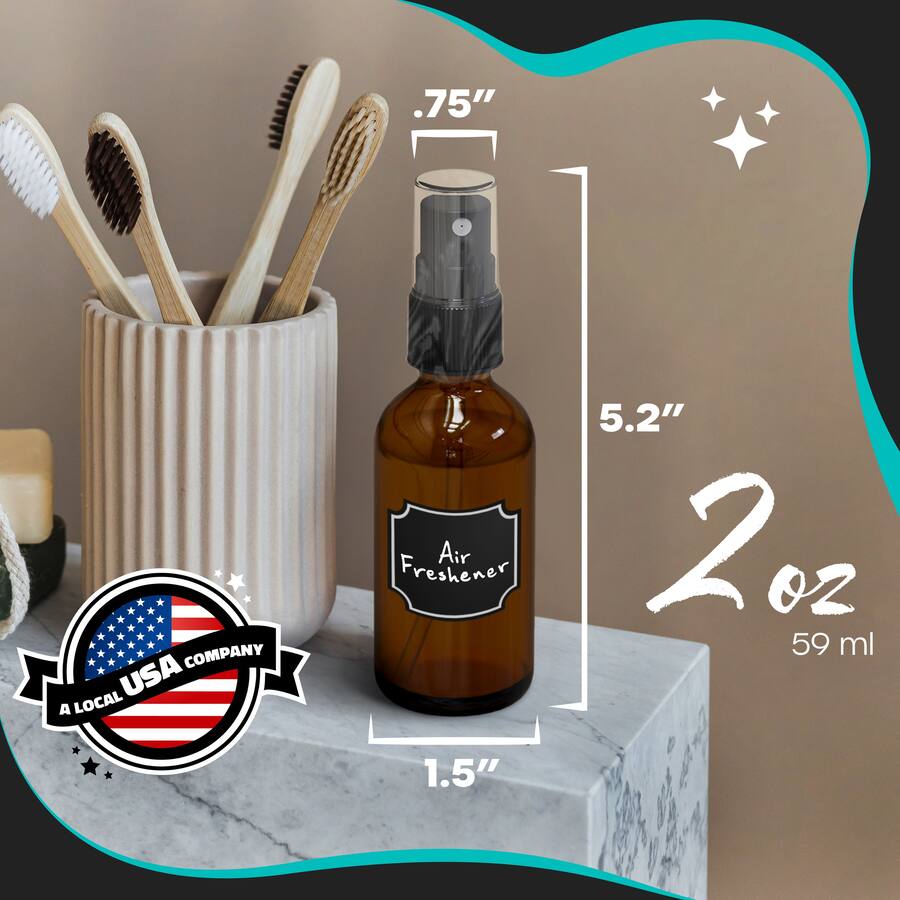 Cap Shring Raper Nevlers 2 Oz. Amber Glass Spray Bottles with Funnel, Brush, Shrink Wrap ...