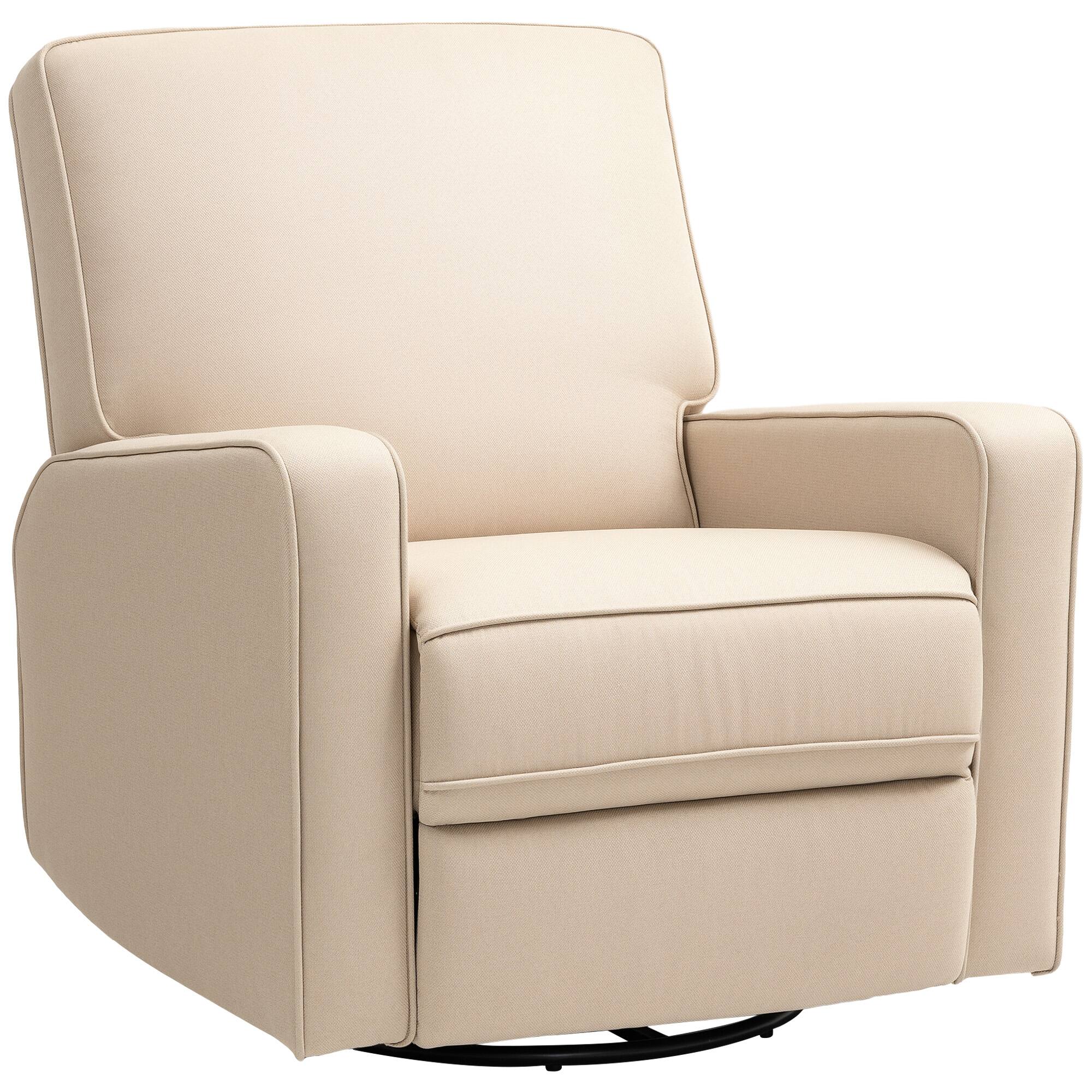 Alt View 1. Homcom - HOMCOM Beige Swivel Rocker: Manual Recliner Chair w/Thick Cushion, Breathable Fabric Glider Adult Sofa - Beige.