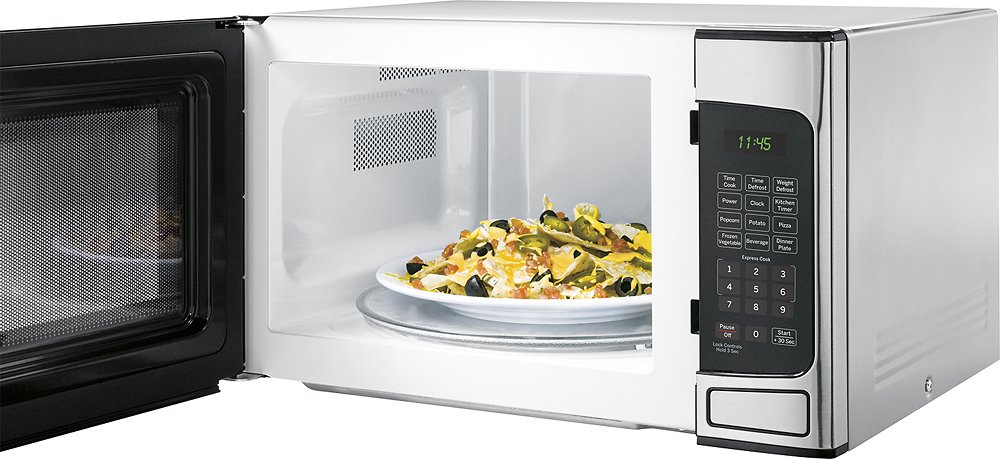 Zoom in on Left Zoom. GE - 1.1 Cu. Ft. Mid-Size Microwave - Stainless steel.