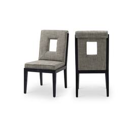 Meridian Furniture - Gwendolyn Grey Linen Textured Fabric Dining Side Chair, Set of 2 - Gray