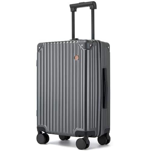 Vulpecula Spade- 20 Inch Carry on Luggage,Airline Approved 22x14x9 Hard Shell Carry on Suitcase with 360° Spinner Wheels,TSA Lock and- Gray