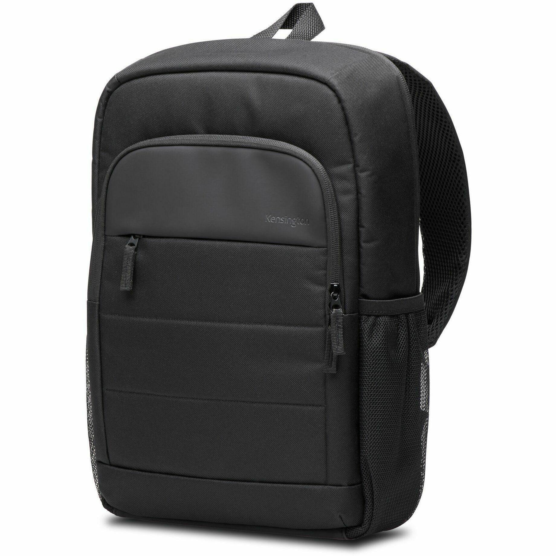 Alt View 3. Kensington - Kensington Carrying Case (Backpack) for 15.6" to 16" Notebook - Black - Strain Resistant - Polyester, Mesh Fabric, rPET - Black.