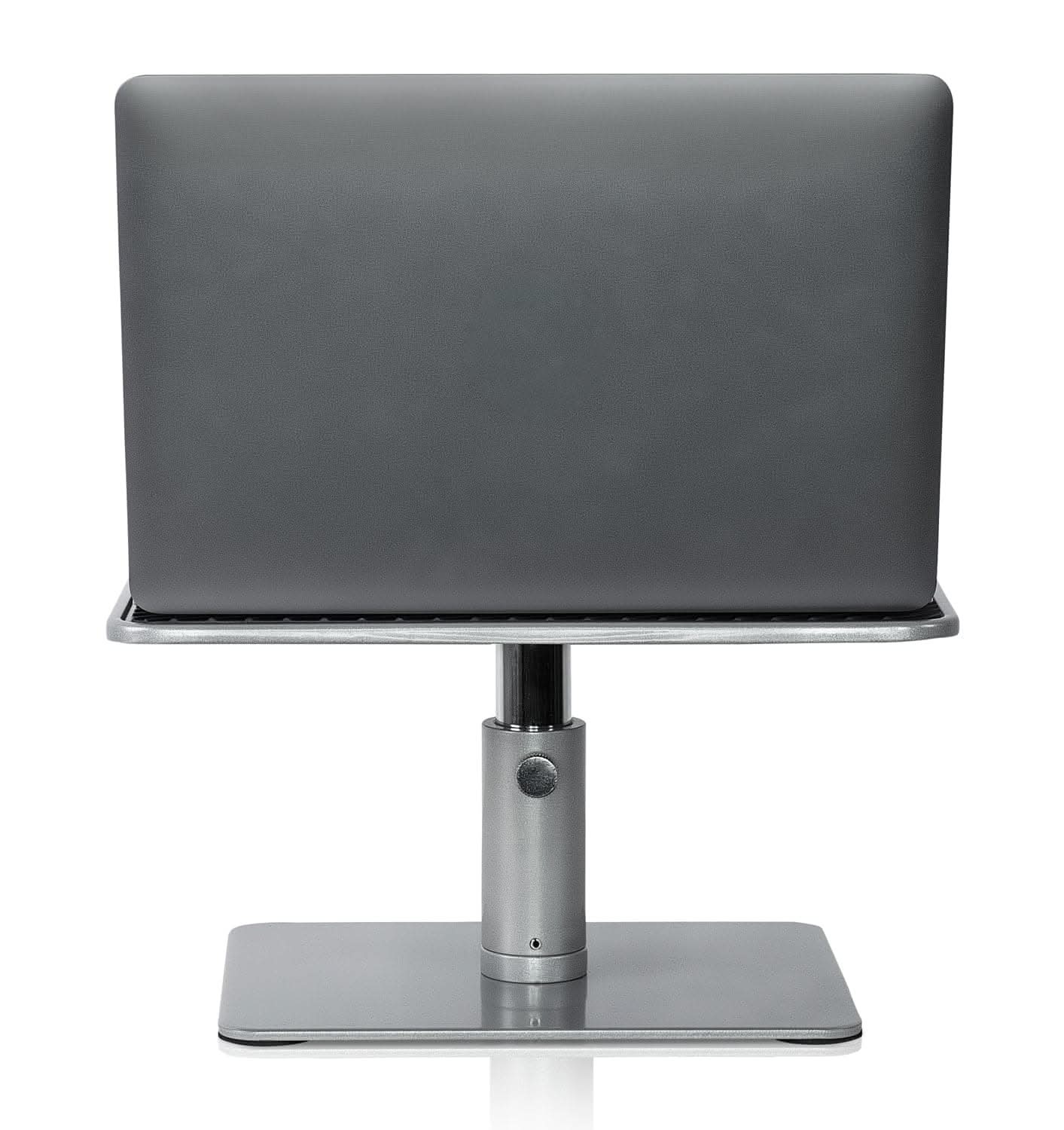 Alt View 4. Mount-It! - Height Adjustable Laptop & Monitor Stand for Laptops and 24″-32″ Monitors with Anti-Slip Stability, Silver - Silver.