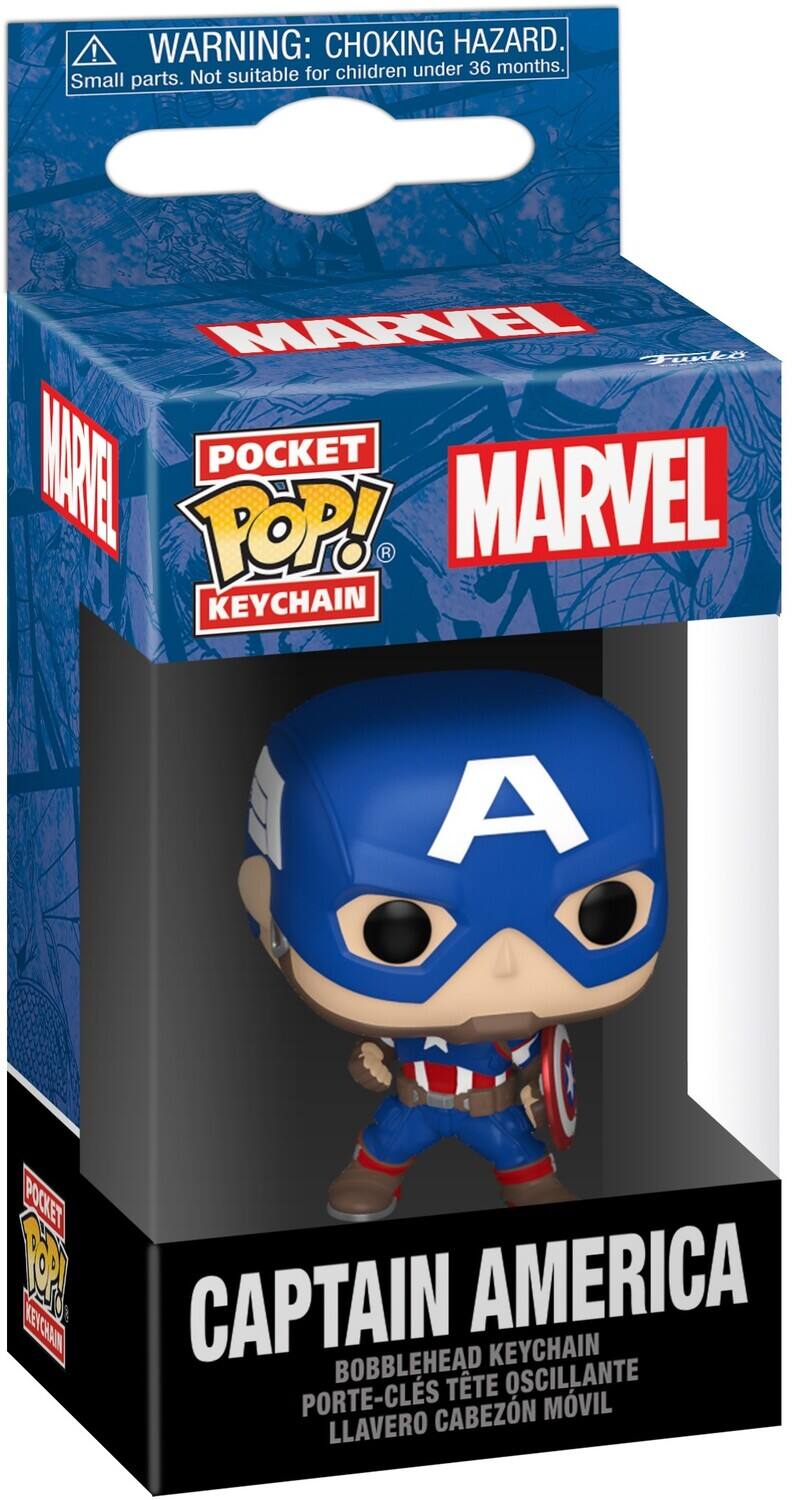**WARNING: CHOKING HAZARD**  
Small parts. Not suitable for children under 36 months.

**MARVEL**  
**POCKET POP! KEYCHAIN**

**CAPTAIN AMERICA**  
BOBBLEHEAD KEYCHAIN  
PORTE-CLES TETE OSCILLANTE  
LLAVERO CABEZON MOVIL
