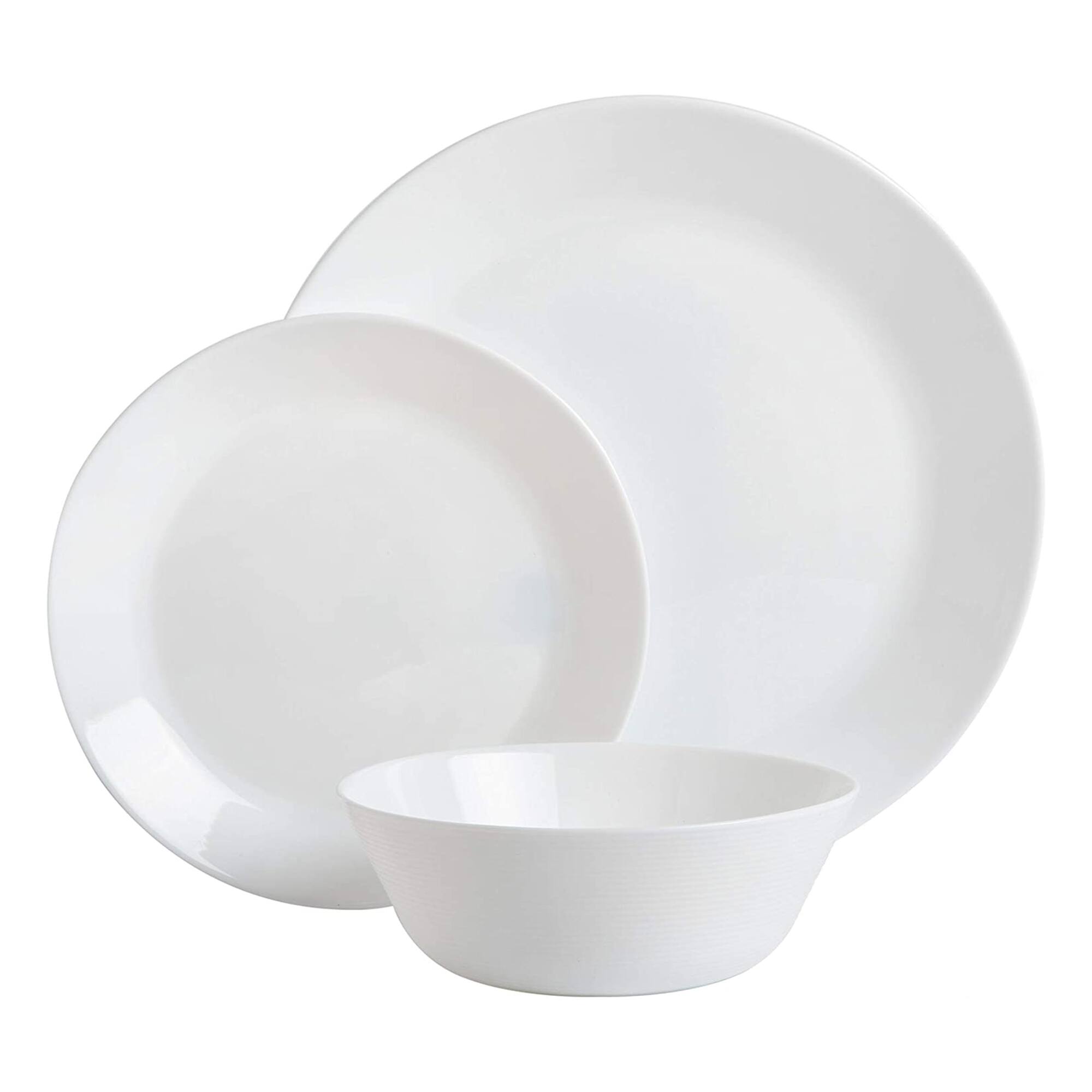 Alt View 1. Gibson - Gibson Home Ultra Break and Chip Resistant 18 Piece Dinnerware Set, Opal Glass - Opal Glass - Round.