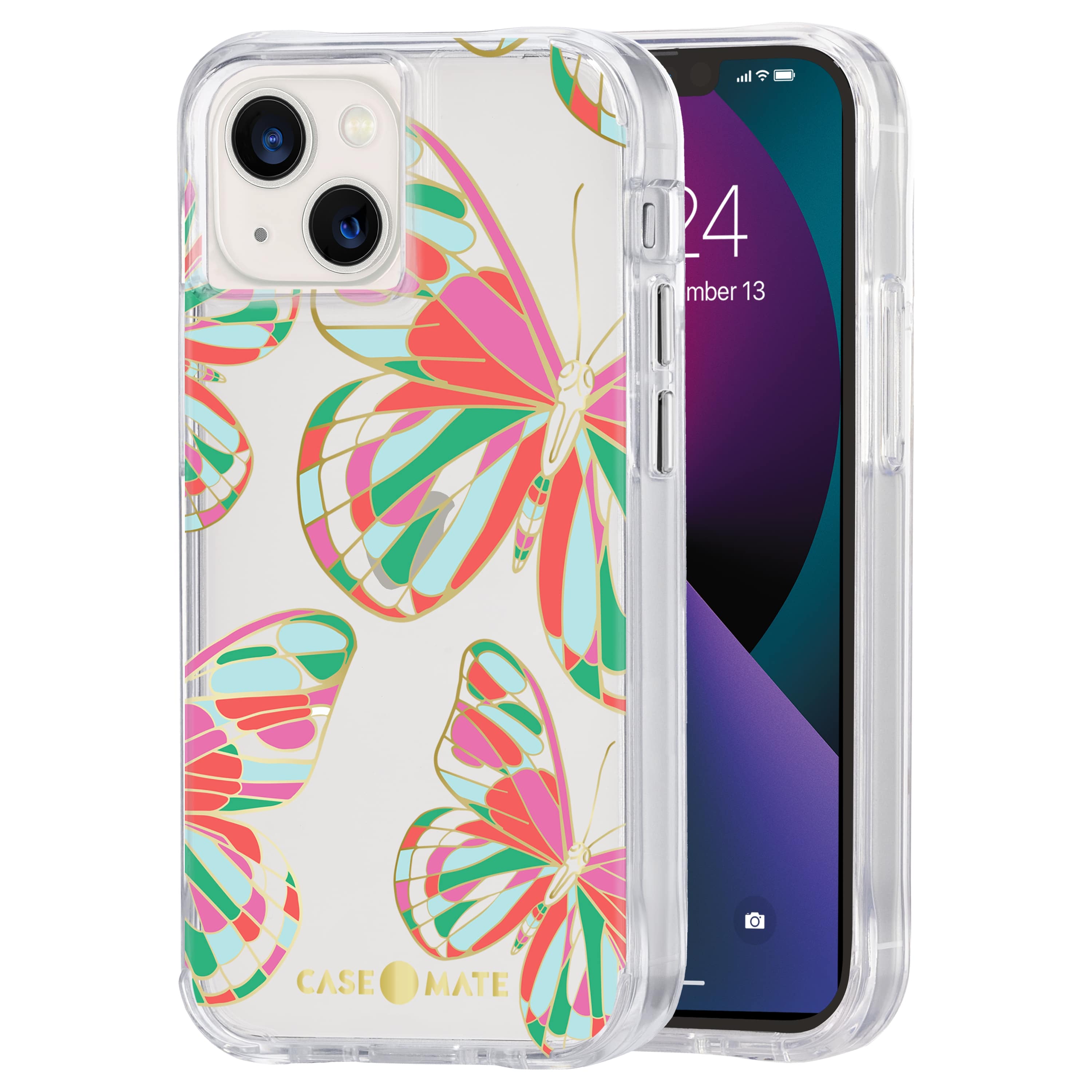 Alt View 1. Case-Mate - Print Hardshell Case for iPhone 13 mini - Butterflies.