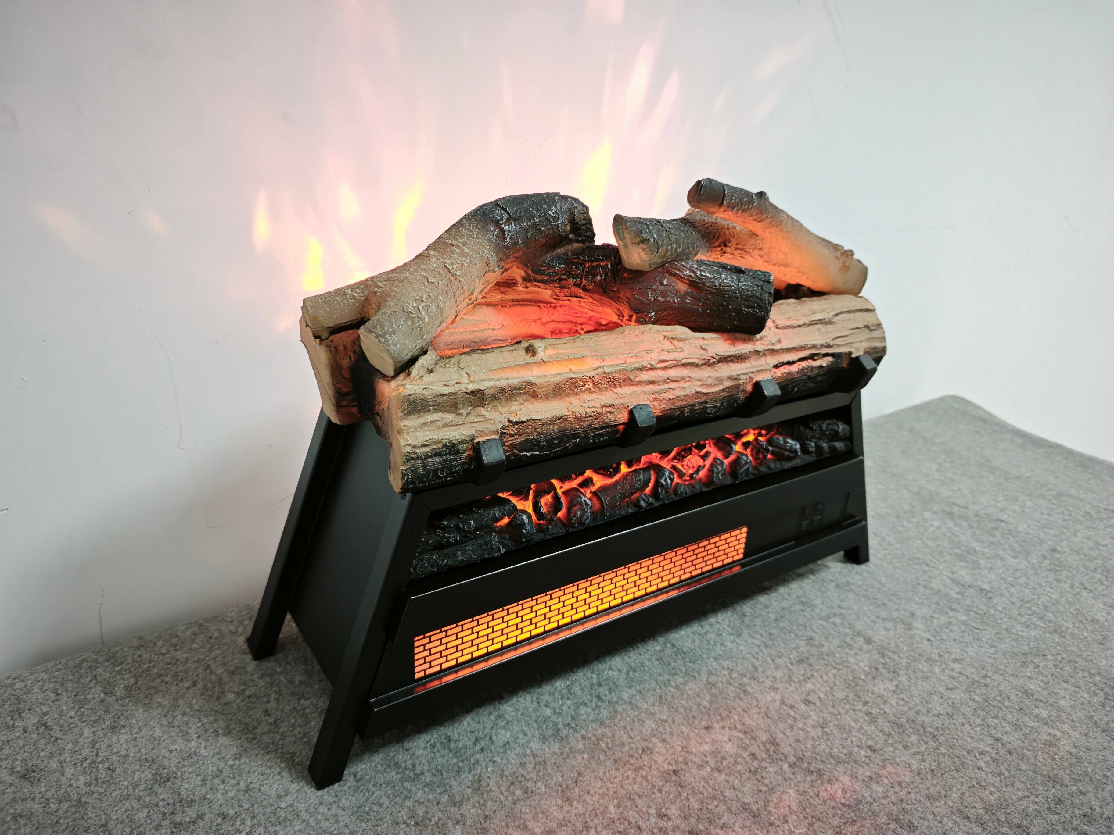 Left. GOODSILO - 23"" Electric Fireplace Insert with 3D Log Set & Infrared Heater - Antique Black.