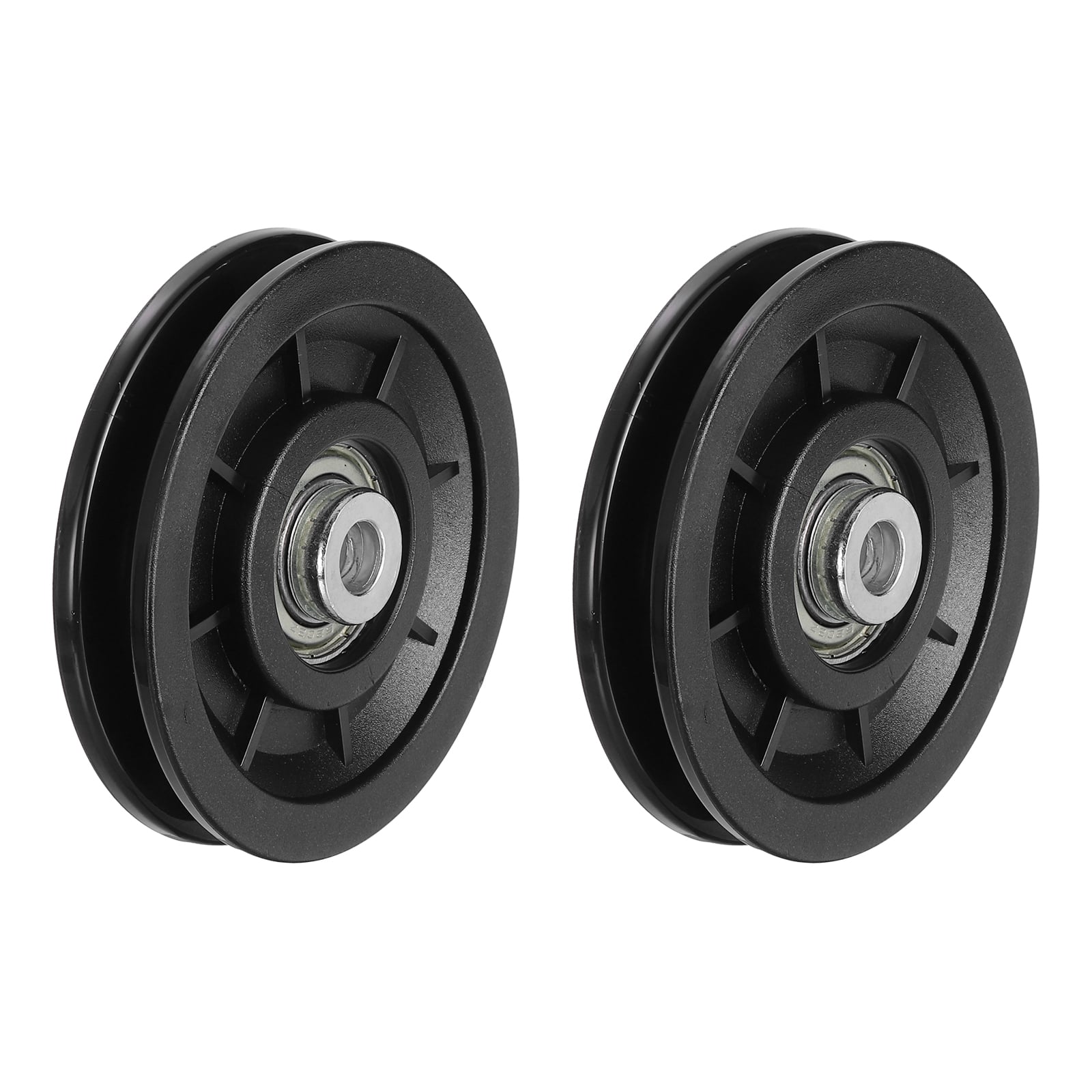 "Unique Bargains - 90mm/3.54"" Nylon Bearing Gym Pulley Wheel, 2pcs & Steel Shaft, for Cable Machine/Garage Door/Home Exercise - Black" price history on PriceWatchPro