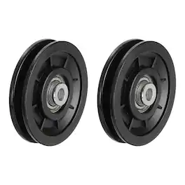 Unique Bargains - 90mm/3.54" Nylon Bearing Gym Pulley Wheel, 2pcs & Steel Shaft, for Cable Machine/Garage Door/Home Exercise - Black