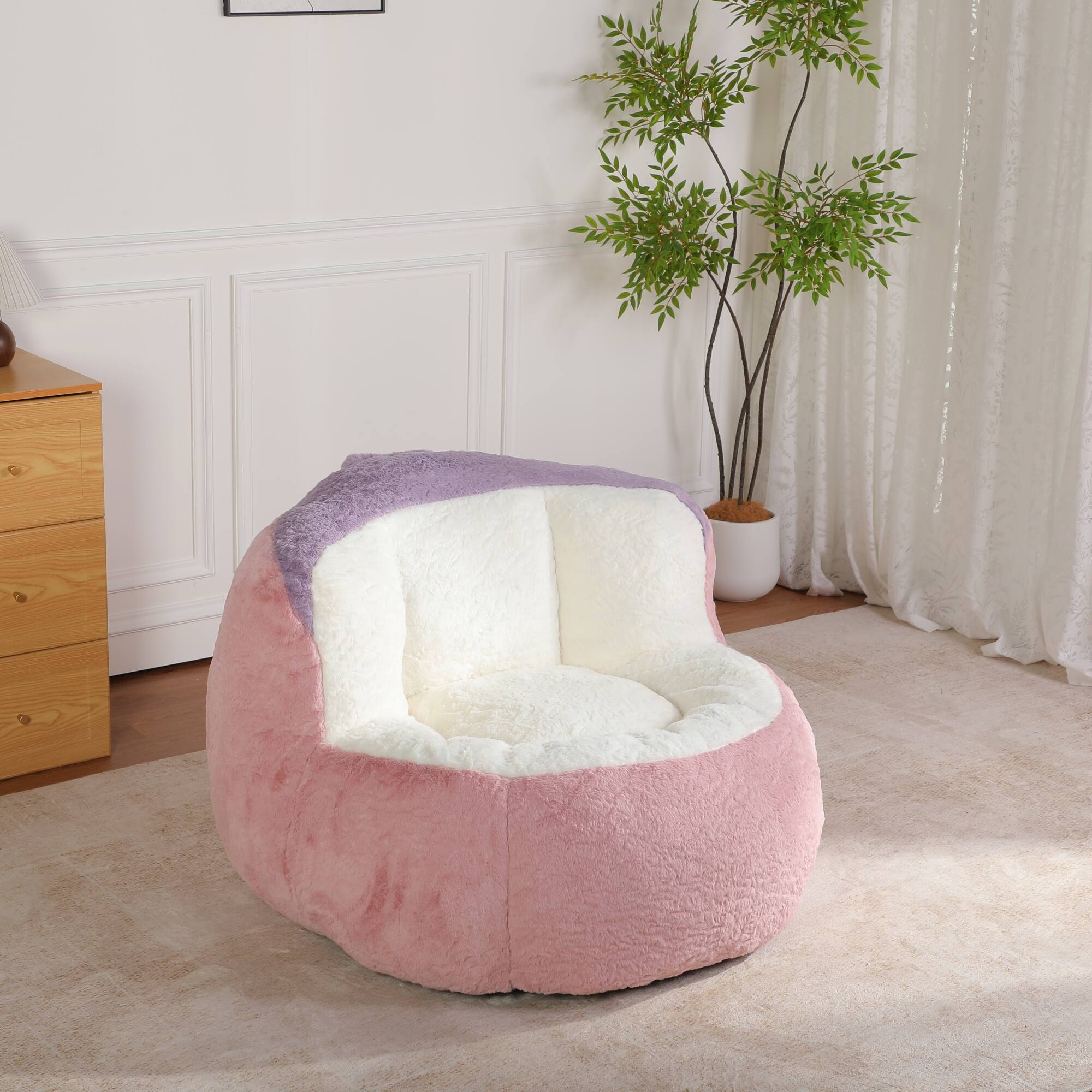 Alt View 9. GOODSILO - Oversized Bean Bag Chair Lounger Sofa with Faux Fur Cover and Shredded Foam Filling for Living Room Comfort - Multicolor.