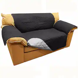 Kitcheniva - Reversible Quilted Microfiber Sofa Cover Furniture Protector for Pets Kids & Dogs Loveseat Black - Gray