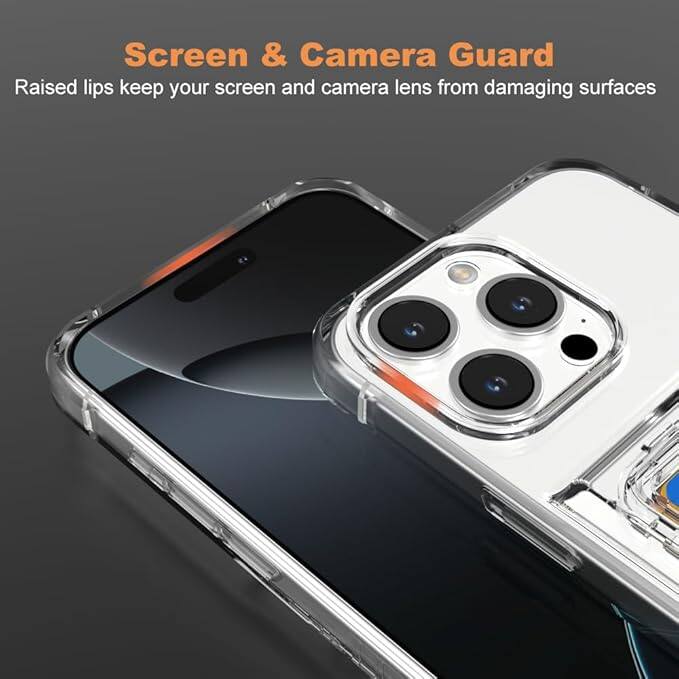 Screen & Camera Guard  
Raised lips keep your screen and camera lens from damaging surfaces