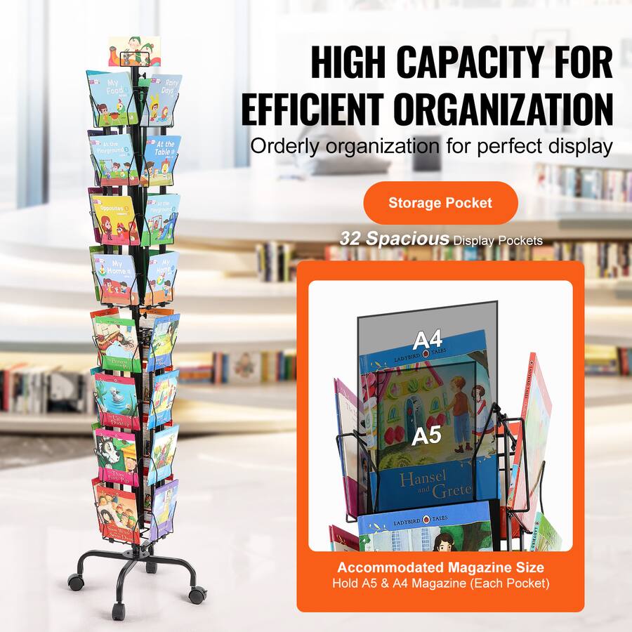 VEVOR Rotating Postcard Brochure Display Stand, 360° Spinning Card ...