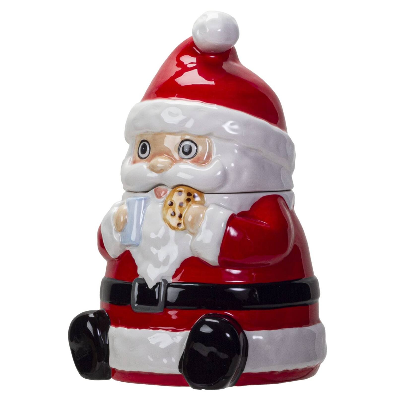 Left. Pacific Trading - Santa Claus Ceramic Cookie Jar 10 inch - Multicolor.