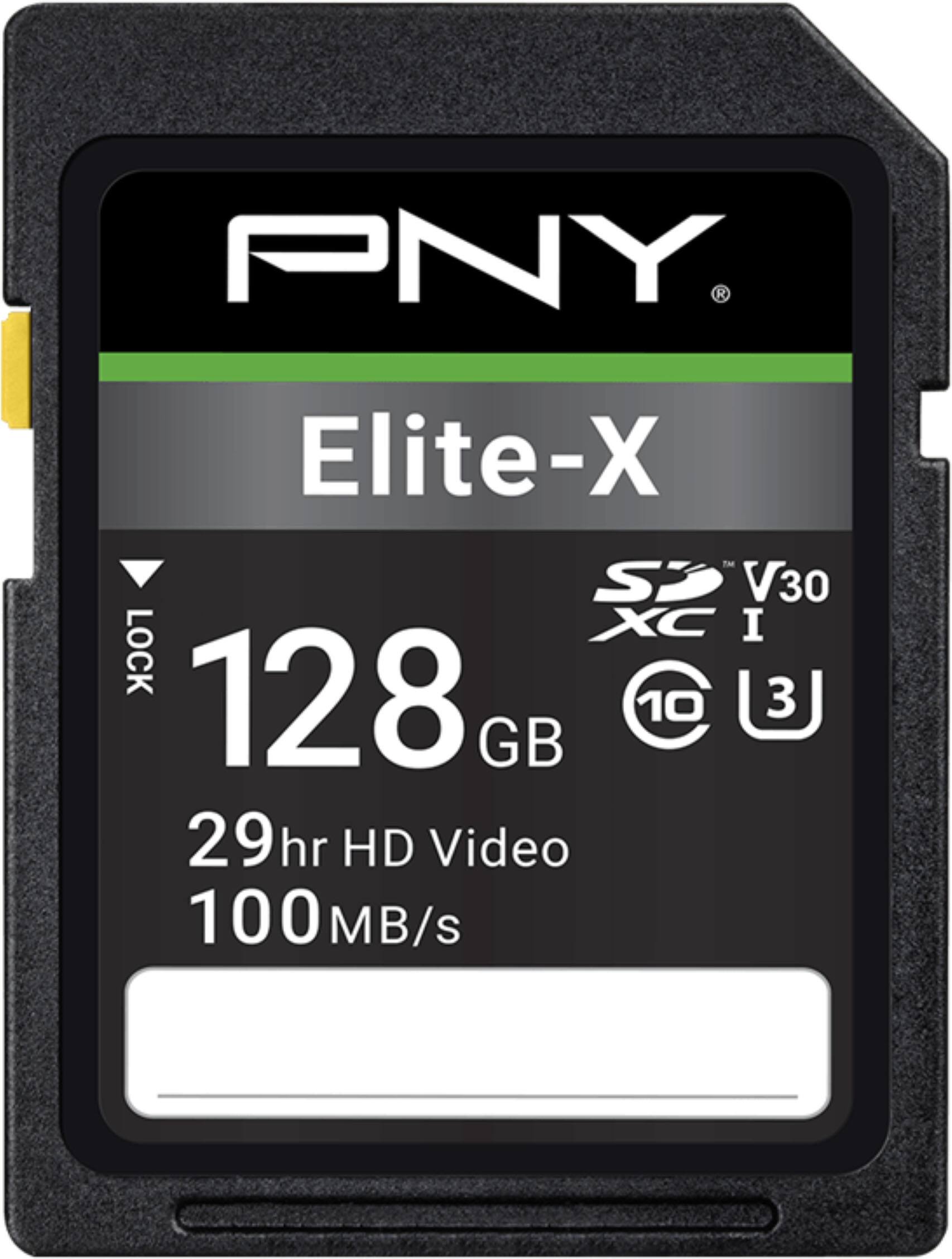 PNY Elite-X™ SP V30 XC I LOCK 128 GB 10 3 GB 29 hr HD Video 100 MB/s
