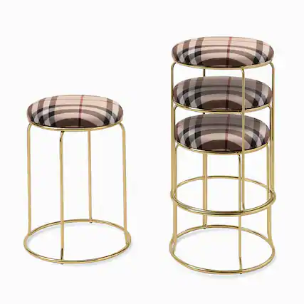 Front. Kings Brand Furniture - Kings Brand Furniture Carmilla Upholstered Counter Height Stool - Plaid, 18 inches.