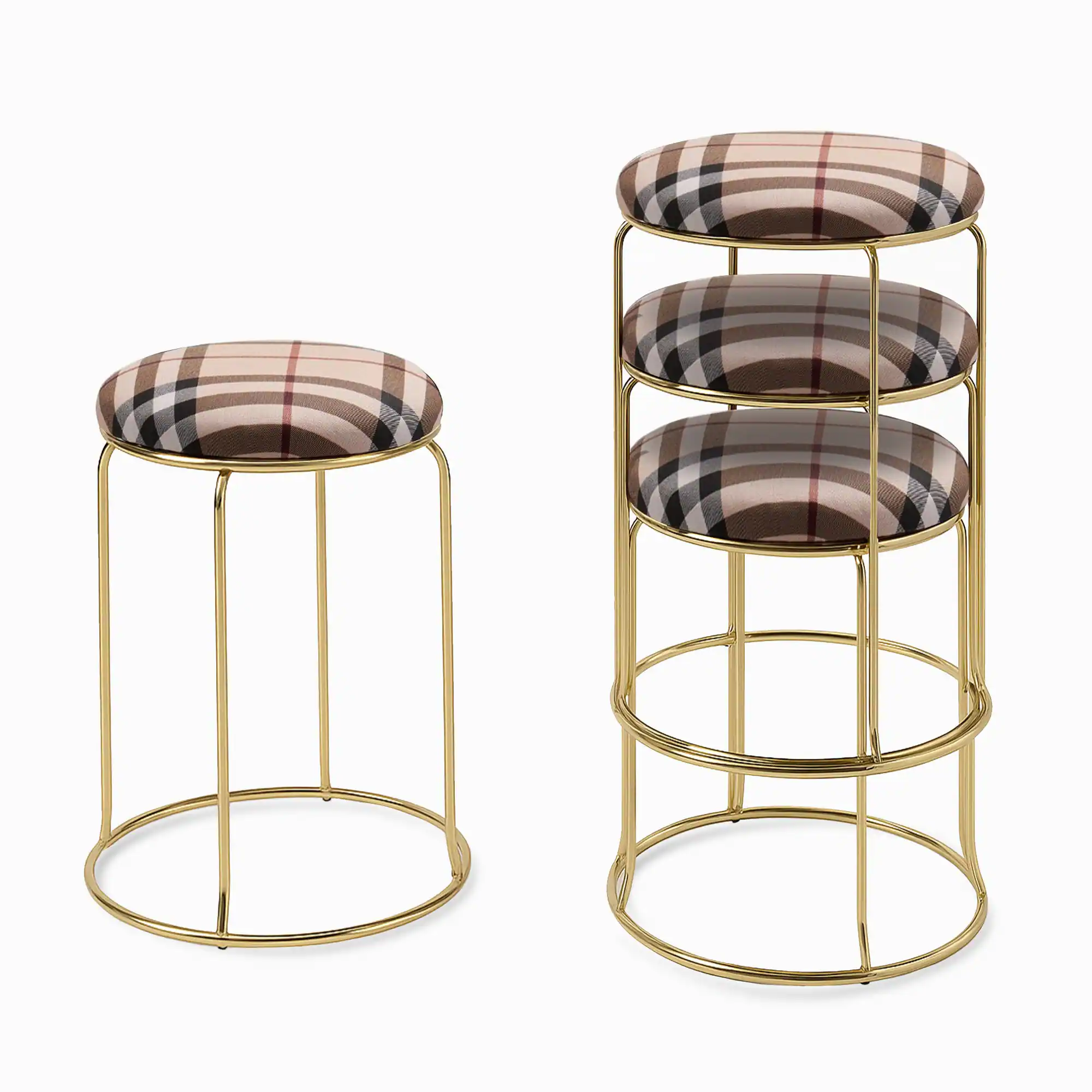 Front. Kings Brand Furniture - Kings Brand Furniture Carmilla Upholstered Counter Height Stool - Plaid, 18 inches.