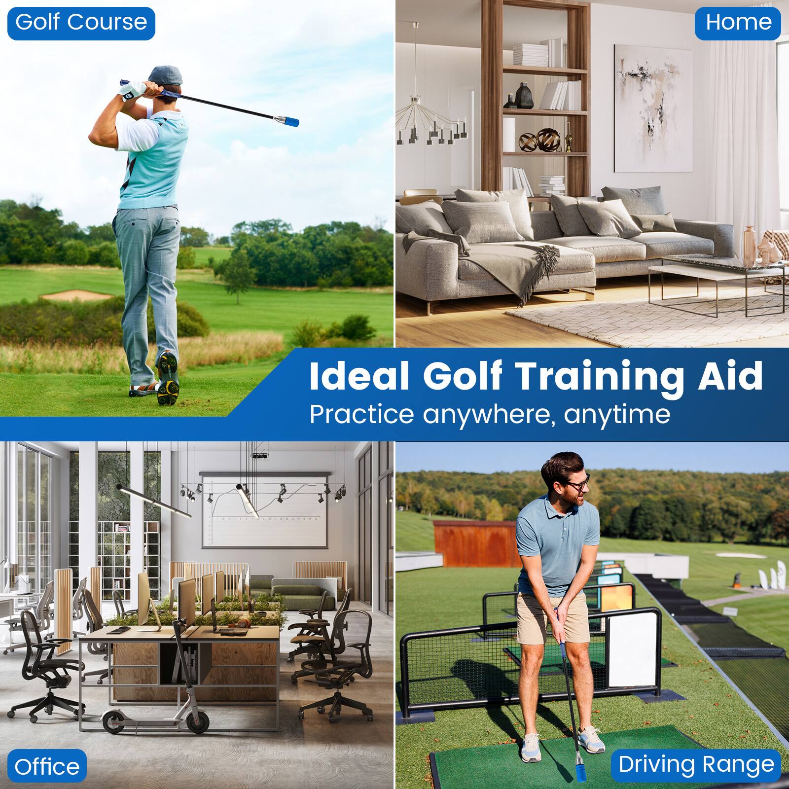 Golf Course  
Ideal Golf Training Aid  
Practice anywhere, anytime  
Home  
Office  
Driving Range
