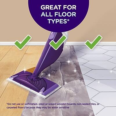GREAT FOR ALL FLOOR TYPES*

- Do not use on unfinished, oiled, or waxed wooden boards, non-sealed tiles, or carpeted floors because they may be water sensitive.
