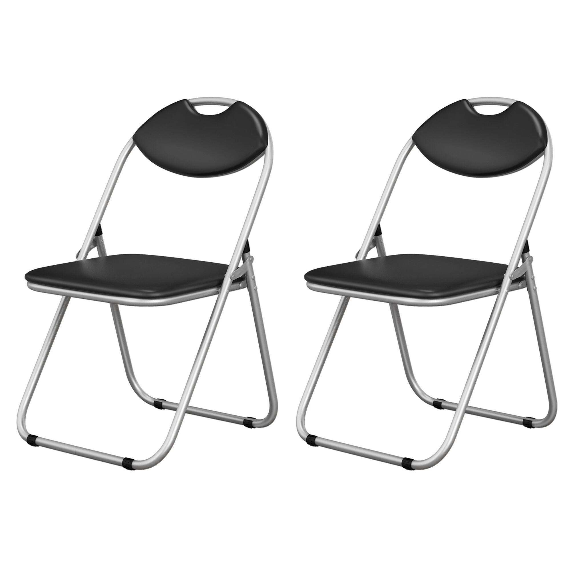 Alt View 5. Costway - 2 PCS U Shape Folding Chairs Furniture Home Outdoor Picnic Portable - Black.
