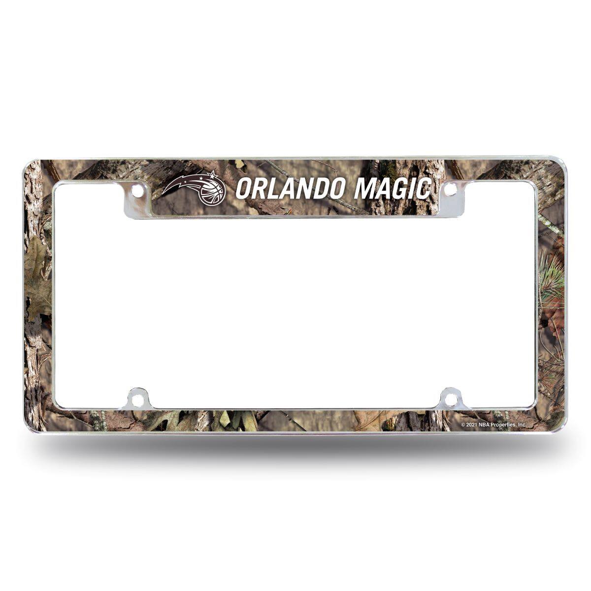Rico Industries - Orlando Magic Chrome Metal License Plate Frame with Bold Mossy Oak Camouflaged Camo Design - Multi