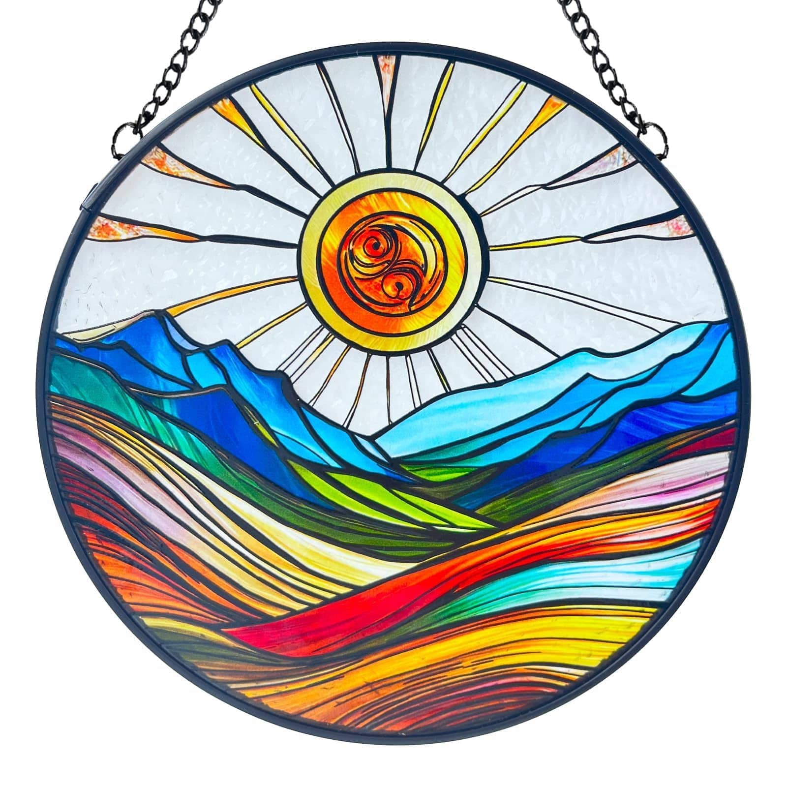 Fabibe - Tree Of Life Suncatcher Indoor/outdoor Stained Glass Window Hanging - Handmade Suncatchers For Windows Decoration Home - Artistic Colorful Sunrise