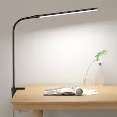 Front. Lepro - Clip-on Gooseneck LED Desk Lamp, USB-Powered with 3 Color Modes 10 Brightness, 360°Adjustable - Black.