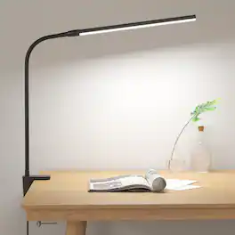 Lepro - Clip-on LED Desk Lamp, USB-Powered with 3 Color Modes 10 Brightness, 360°Adjustable - Black