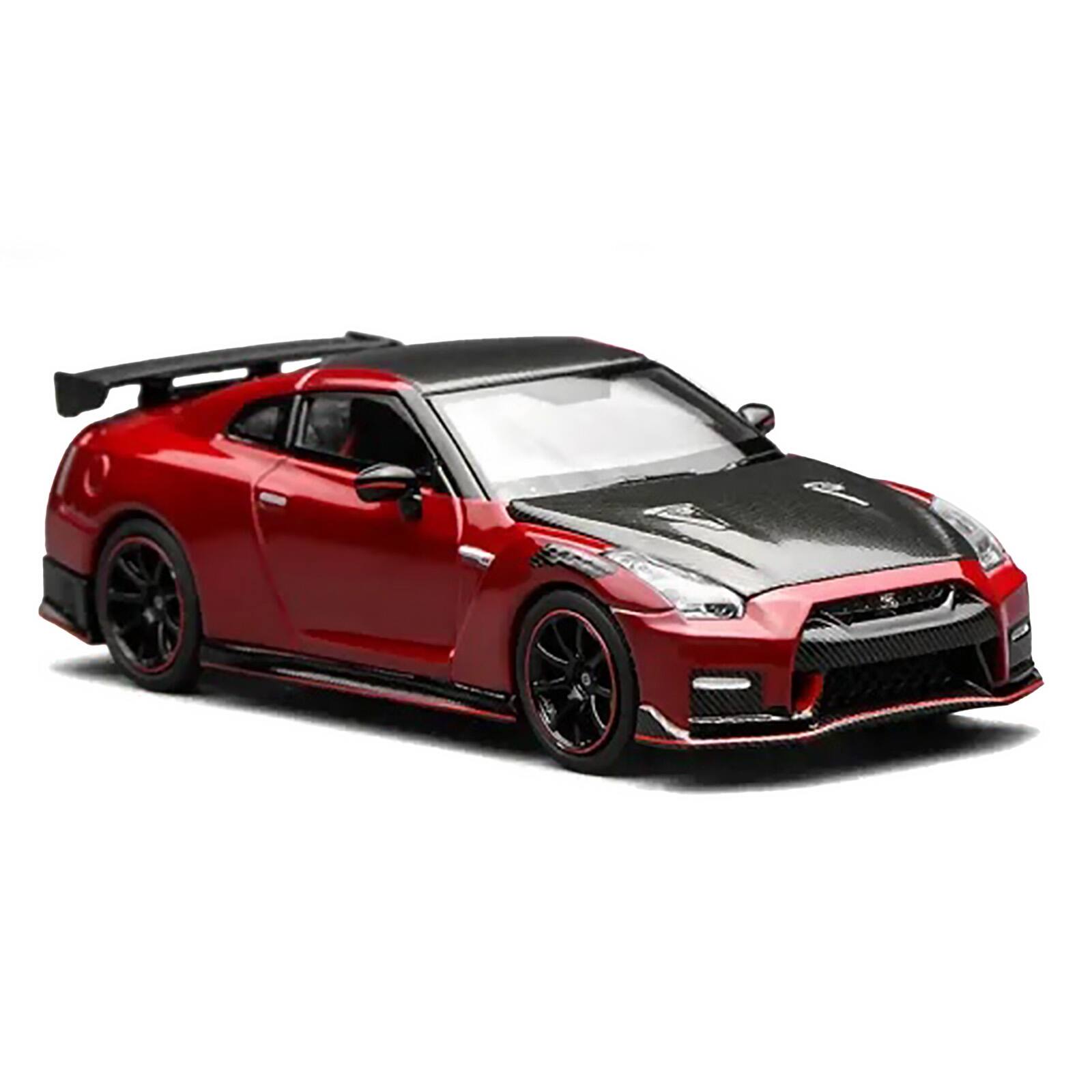 Alt View 4. MotorHelix - 2022 Nissan GT-R Nismo R35 RHD Vibrant Red with Carbon Hood and Top "Senior 64" Series 1/64 Car by MotorHelix.