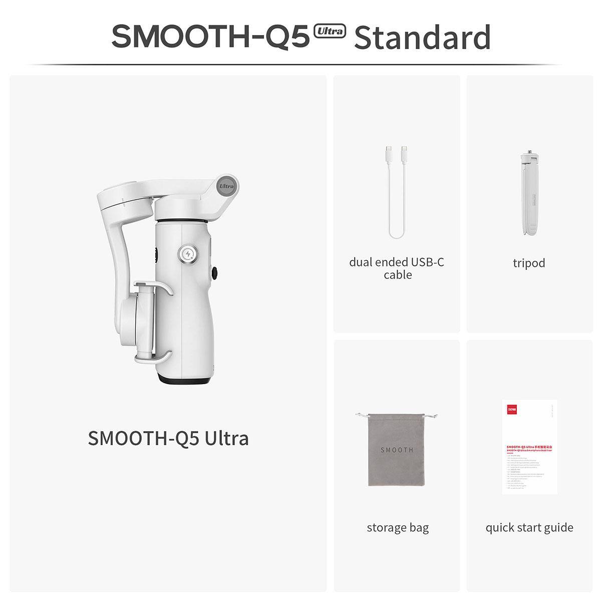 Ultra SMOOTH-Q5 Standard Eltra dual ended USB-C cable tripod SMOOTH-Q5 Ultra SMOOTH storage bag quick start guide
