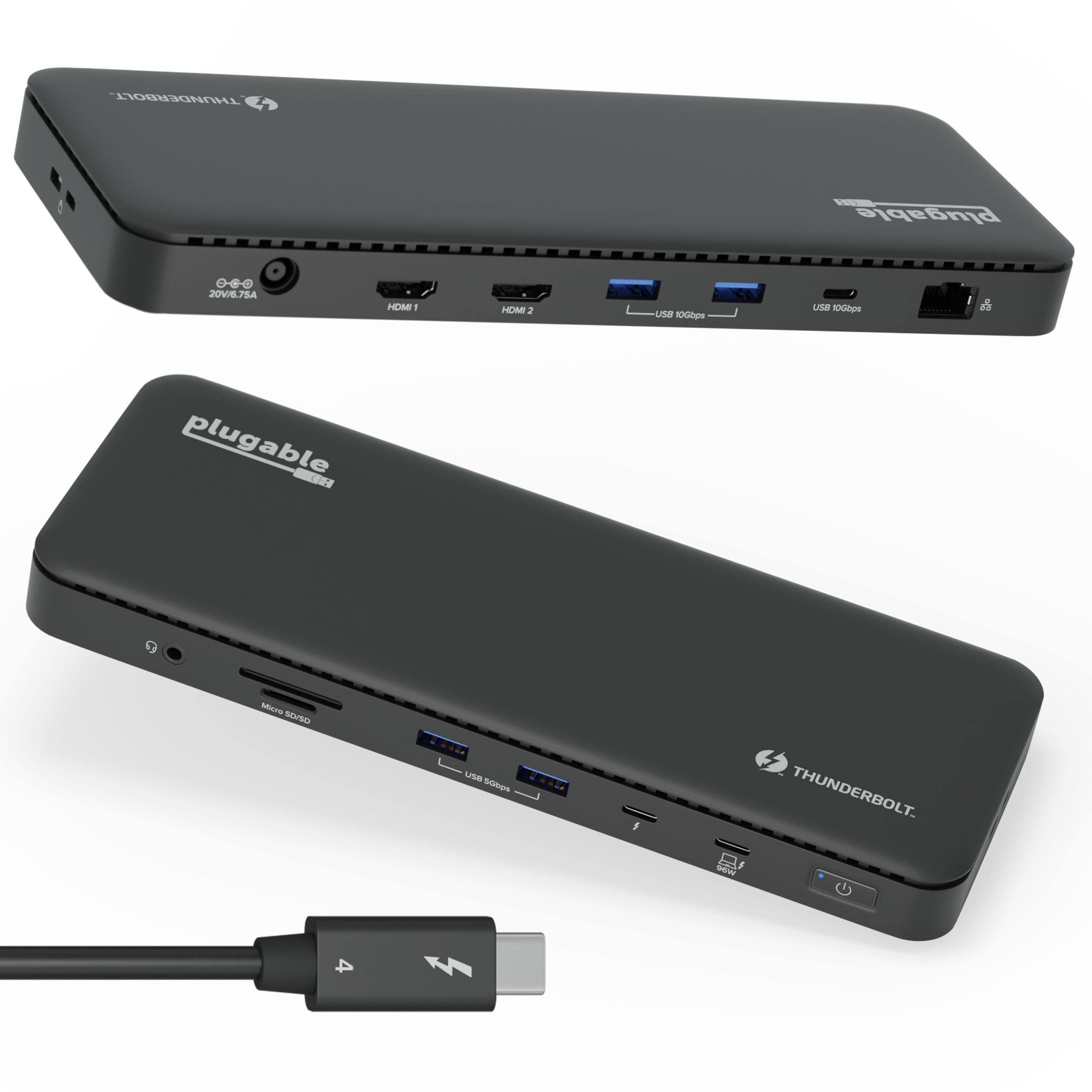 THUNDERBOLT. plugable 0-6-0 20VR7SA HDMI 1 HDMI 2 USB 100Mbps USB 100Mbps Micro SD SD A plugable 2 USB 5 THUNDERBOLT. Ea 4