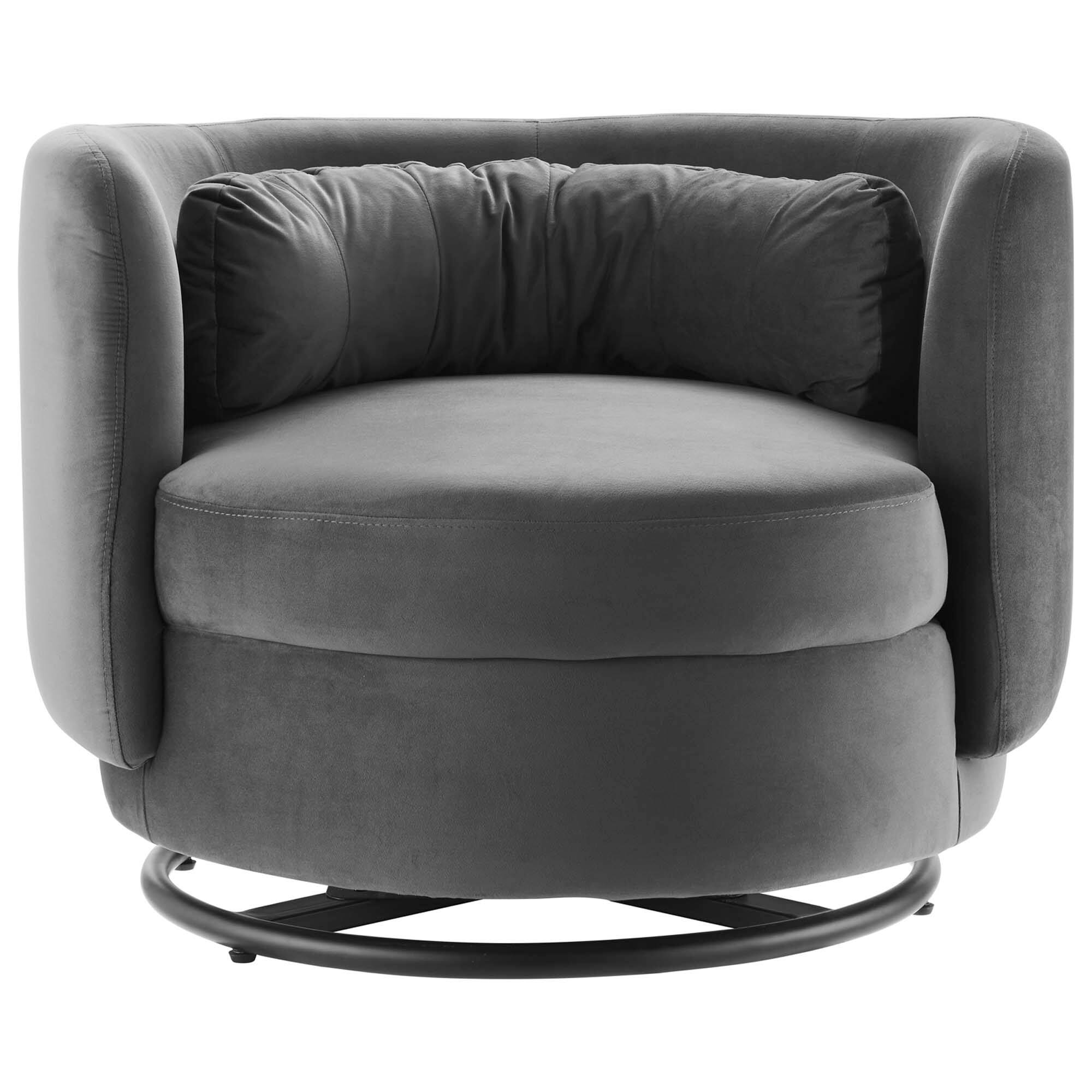 Alt View 2. Modway - Relish Performance Velvet Swivel Chair by Modway - Black Gray.