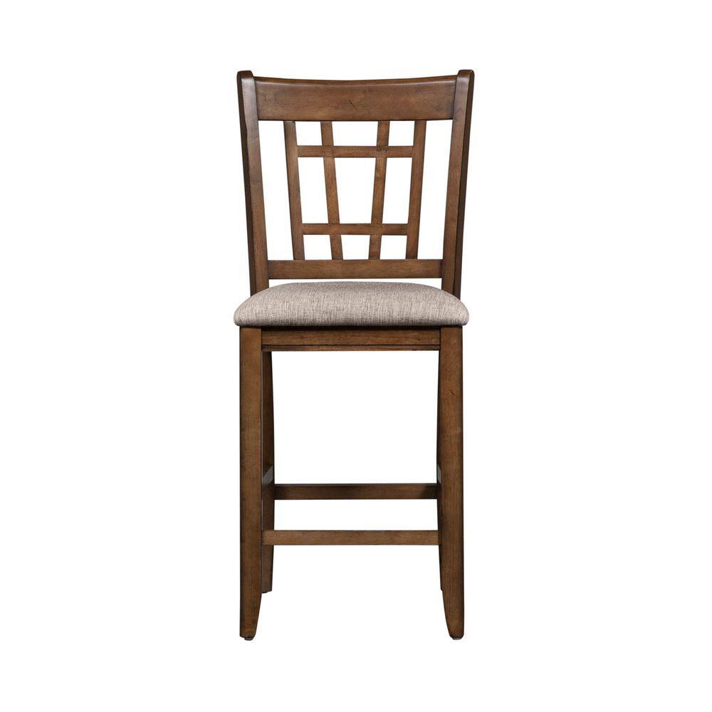 Back. Liberty Furniture Industries - Santa Rosa 24 Inch Lattice Back Counter Chair in Antique Honey - Brown.