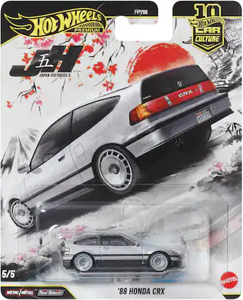 Hot Wheels Premium
Japan Historics 5
FPY86
10 Hot Wheels Car Culture
5/5
Metal/Metal Real Riders
'88 Honda CRX
MATTEL